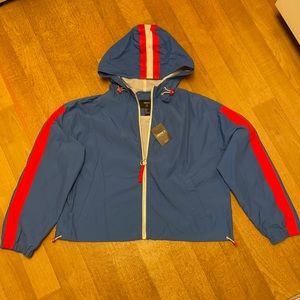 BNWT forever 21 windbreaker size L royal blue with red stripes